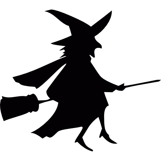Icon Hexe auf einem fliegenden Besen. Ein Symbol für den Harz.
